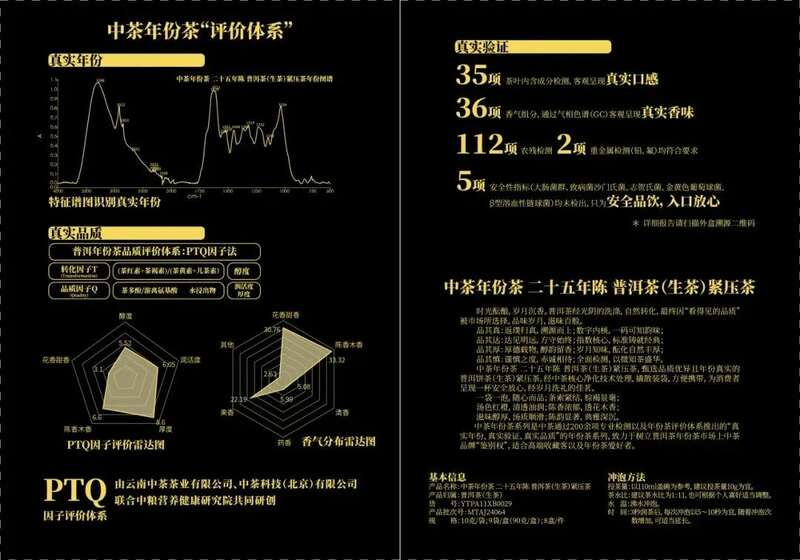 中茶年份茶 二十五年陈 普洱茶(生茶)紧压茶 中茶年份茶 二十五年陈 普洱茶(生茶)紧压茶